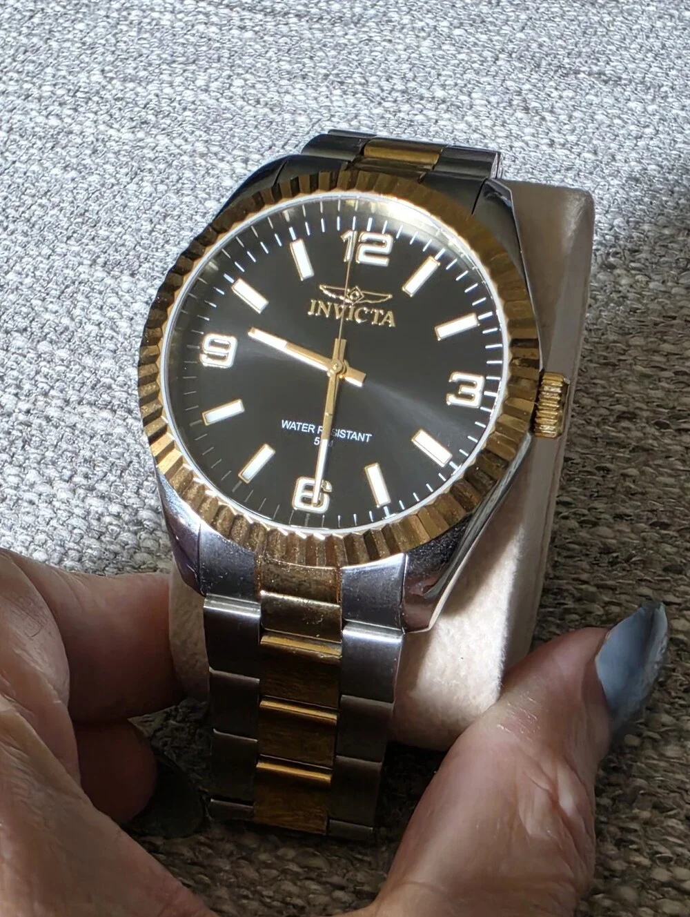 Invicta Two-Tone Gold and Silver Watch with Black Dial